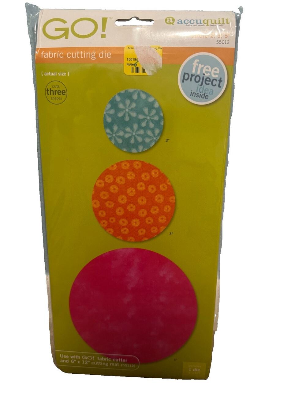 AccuQuilt GO! 2" 3" 5" Circles Fabric Cutting Die 55012 for GO! Cutter